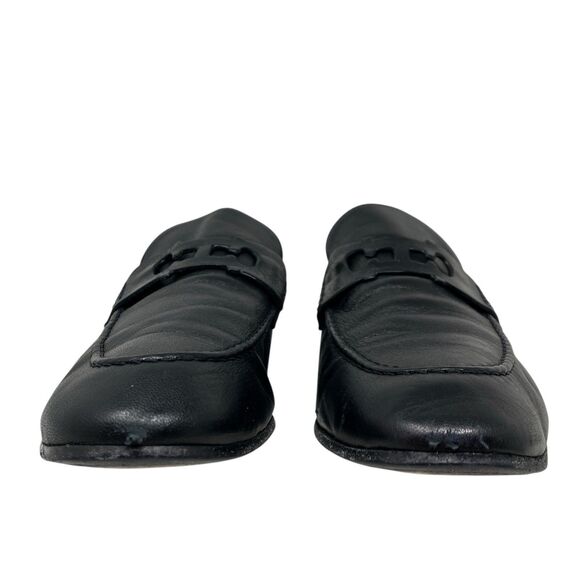 Carolina Herrera‎ Black Leather Doma Insignia Cut Out Horsebit Loafers main image 10